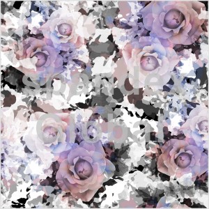 Purple Roses on Black and White Camouflage